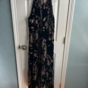 Vince Camuto Black and Tan Floral Maxi Dress